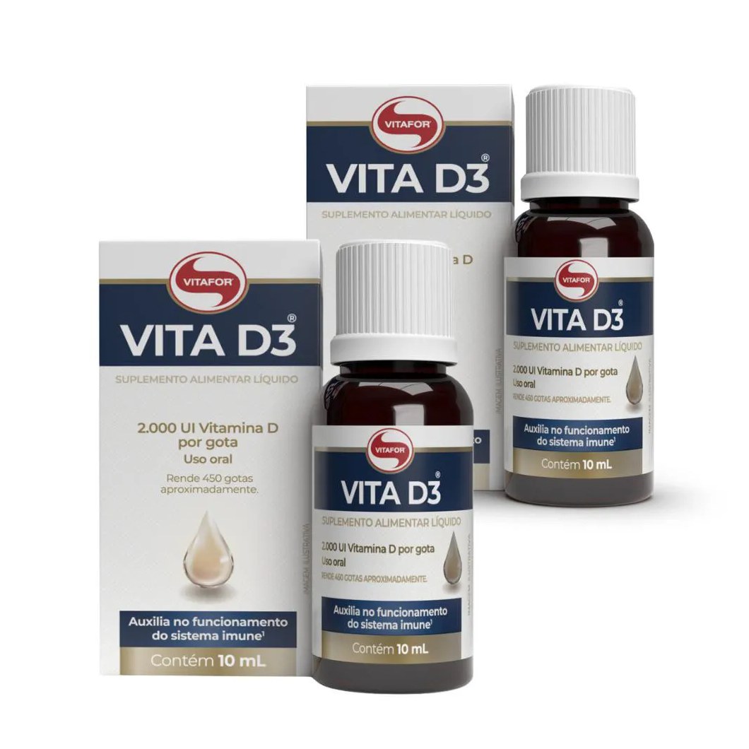 Kit 2X Vitamina D3 2000Ui/Gota 10Ml (450 Gotas) Vitafor