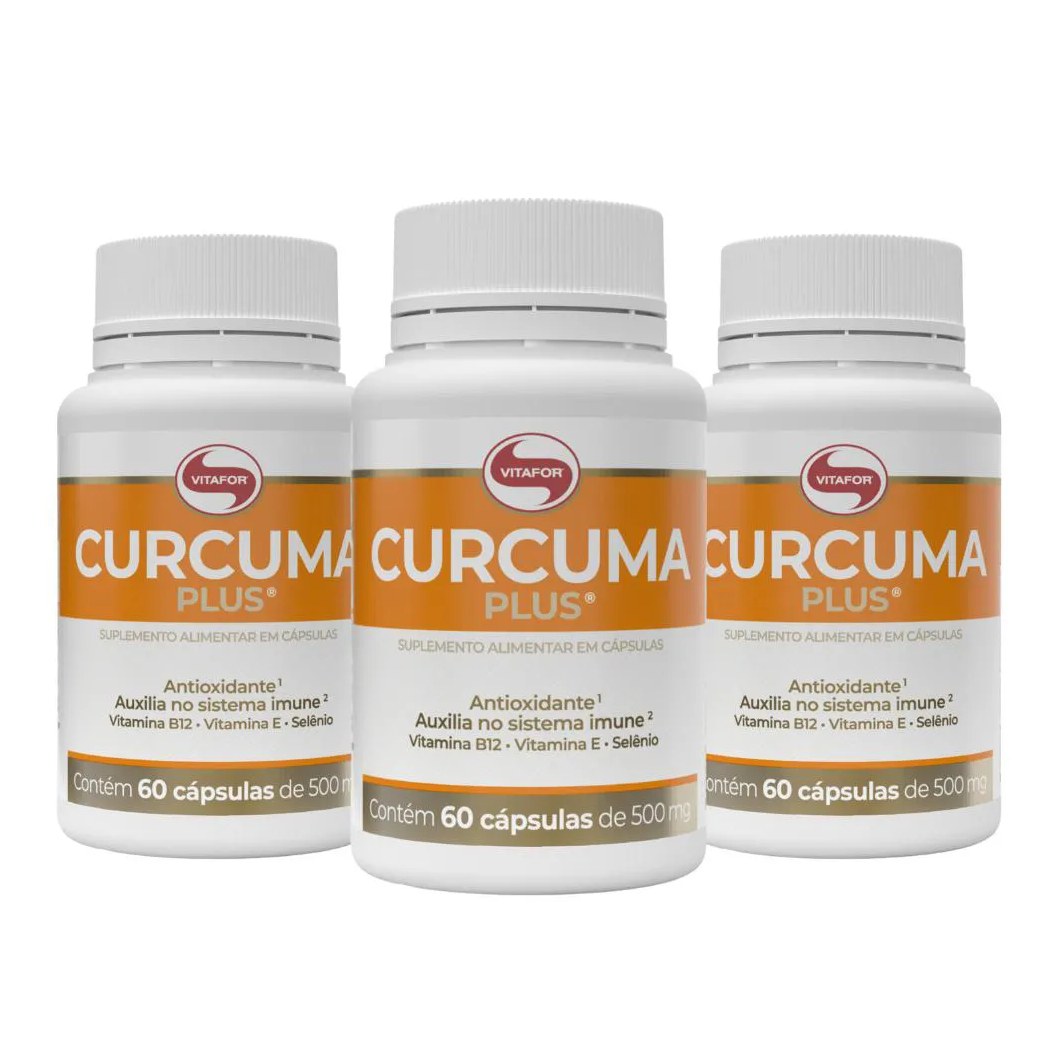Kit 3X Cúrcuma Plus 60 Caps. Vitafor