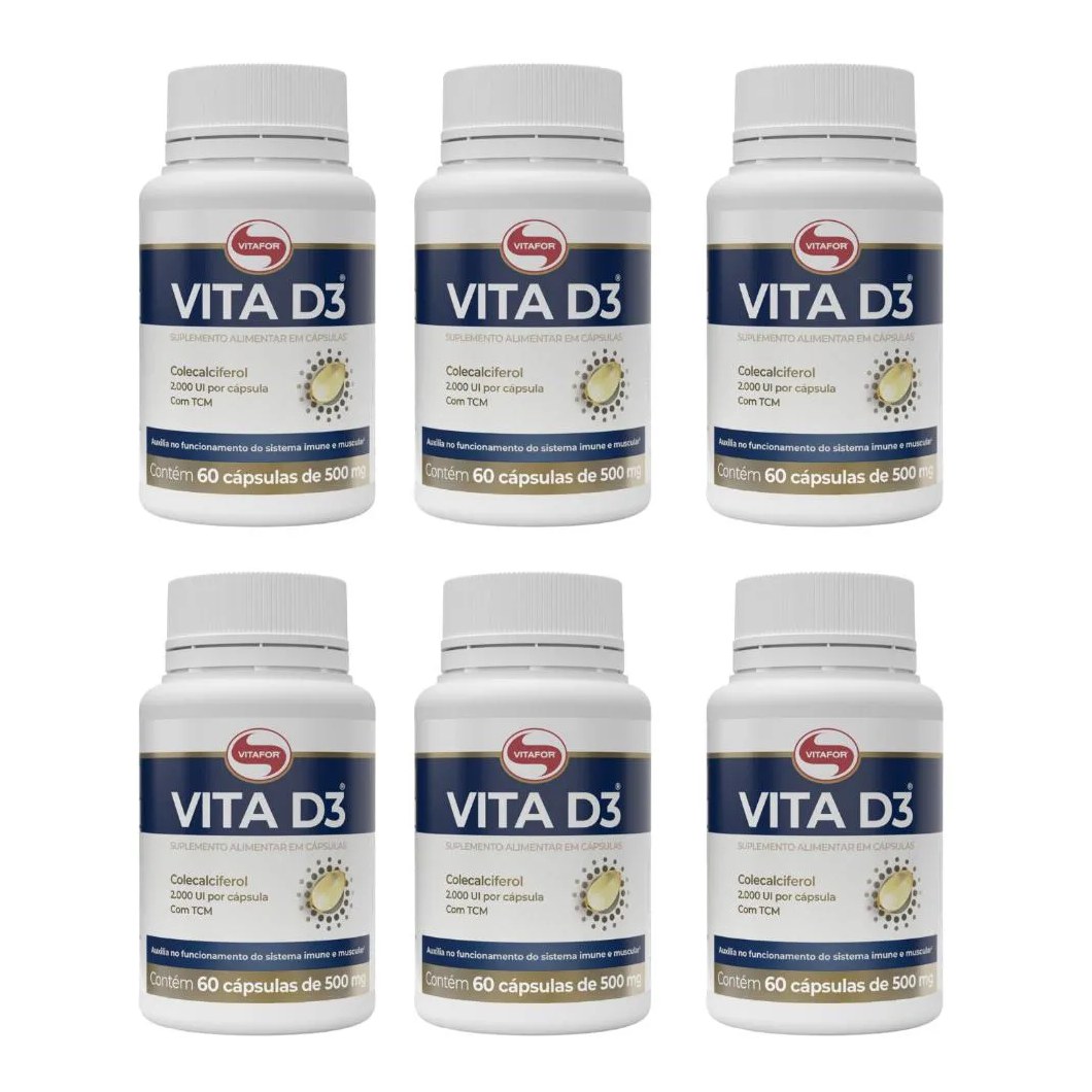 Kit 6X Vitamina D3 2000Ui 60 Caps. Vitafor