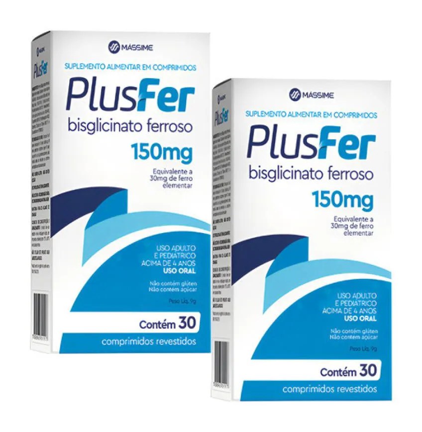 2x Plusfer Ferro Bisglicinato Ferroso 150mg 30 Cpr Massime