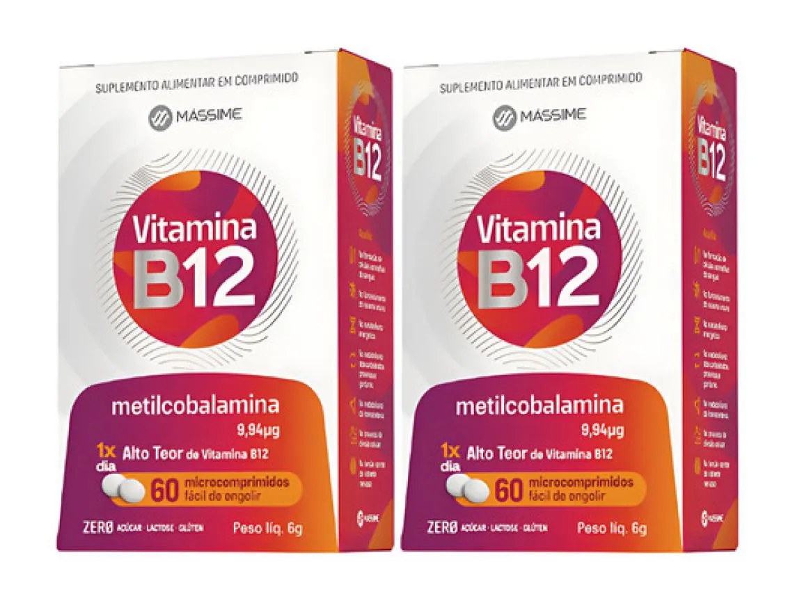 2x Vitamina B12 9,94mcg - 60cpr Metilcobalamina Dose Máxima