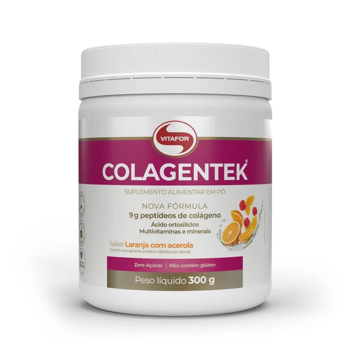 Colagentek 300G Sabor Laranja com Acerola Vitafor
