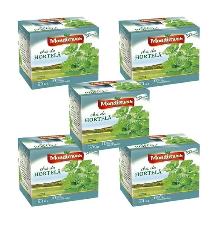Kit 5 Caixinhas Chá Hortelã 10 Sachês - Mandiervas