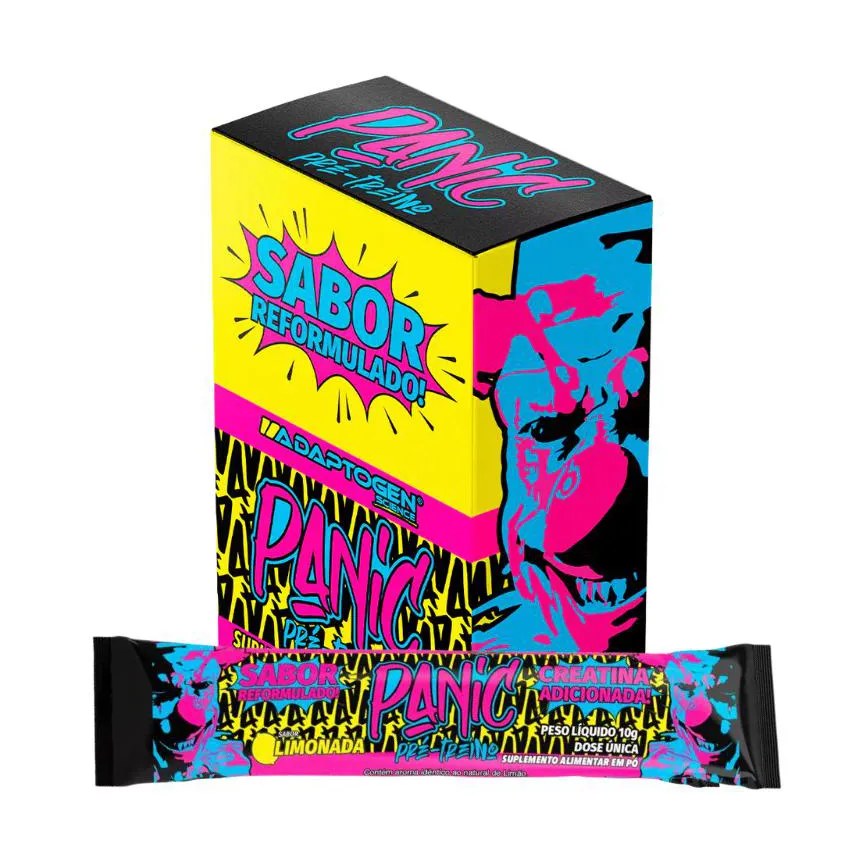 Adaptogen Panic - Pre Treino - Caixa 20 Saches - Sabor Limonada