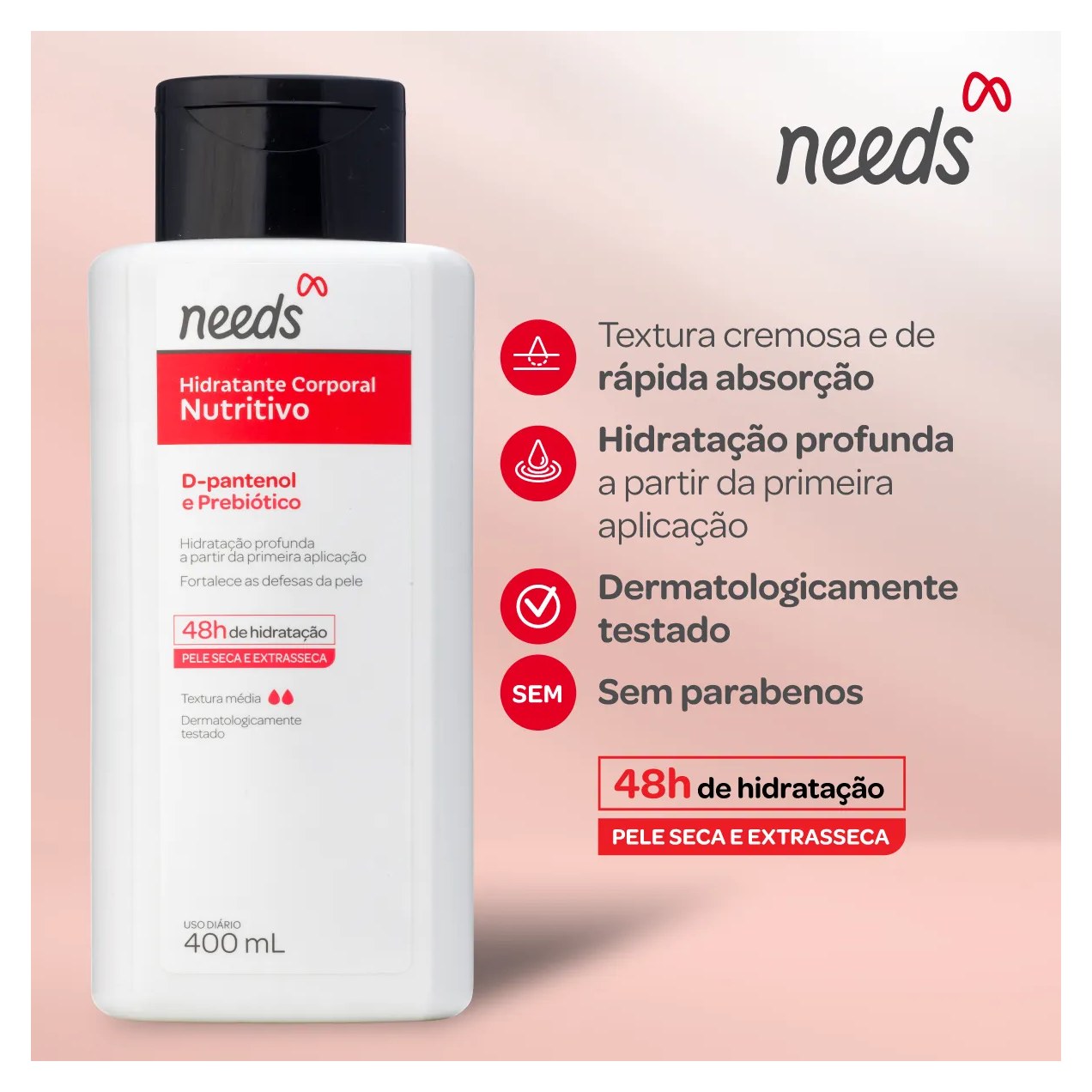 Hidratante Corporal Needs Nutritivo D-Pantenol e Prebiótico 400ml
