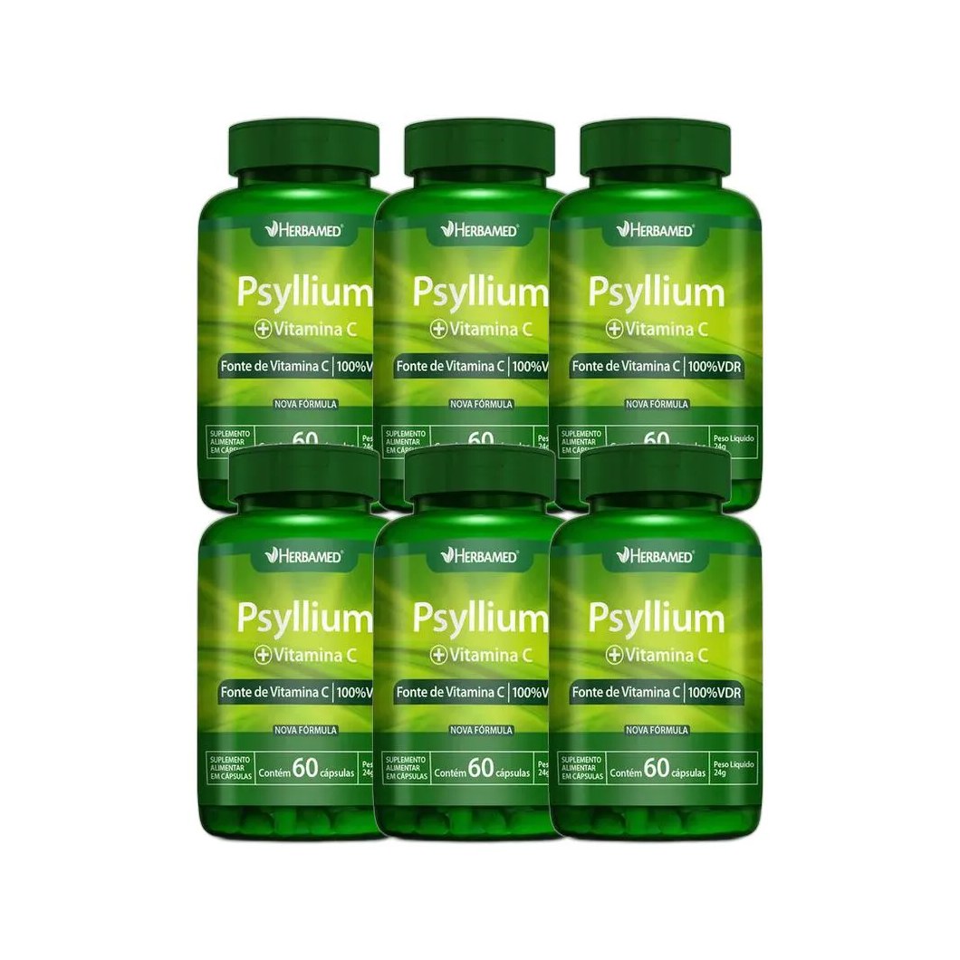 Kit 6X Vitamina C Psyllium 60 Cps - Herbamed