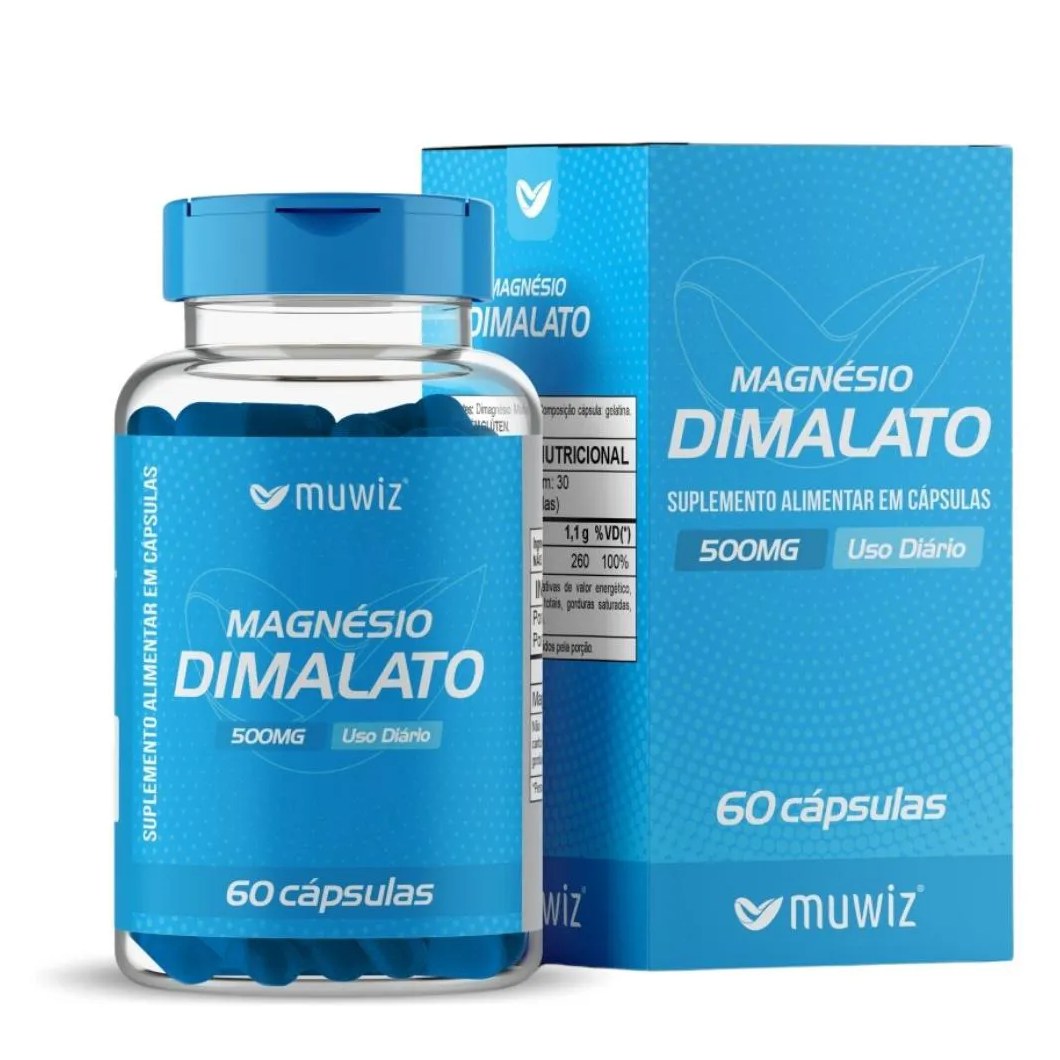 Magnésio Dimalato 60 Cápsulas 500Mg Muwiz