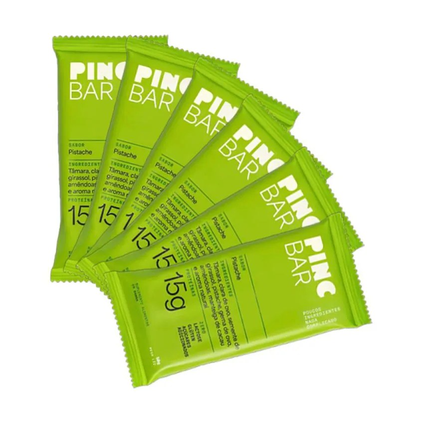 Kit 6X: Barra de Proteína Pistache sem Açúcar Pinc Bar 50G
