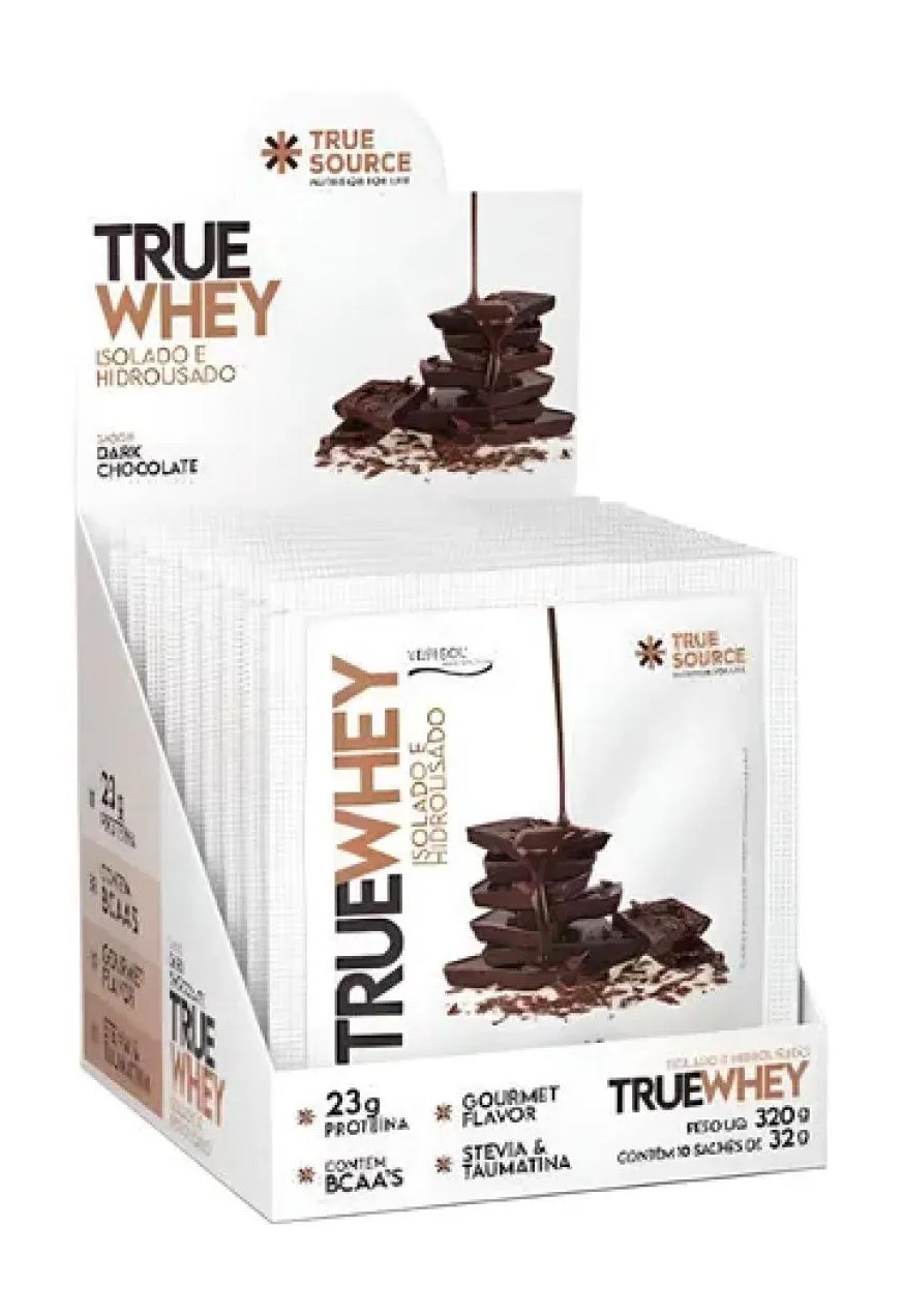 True Whey Protein Dark Chocolate Display 10 Sachês 32g True Source