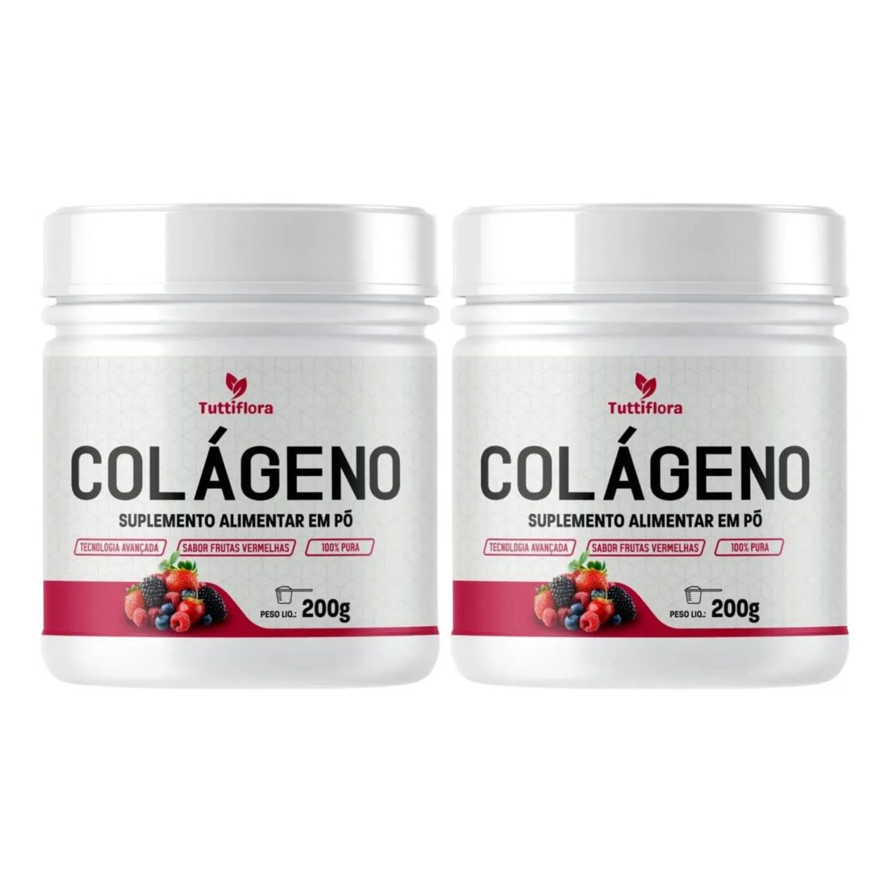 2X Colágeno Hidrolisado 300G Sabor Frutas Vermelhas Tuttiflora