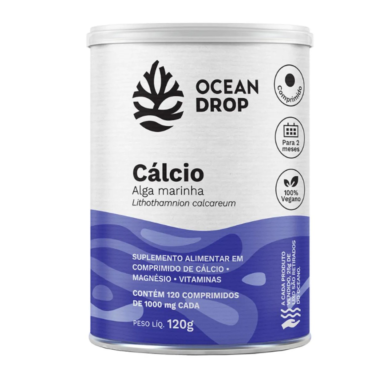 Cálcio de Algas 120 Tabs Ocean Drop