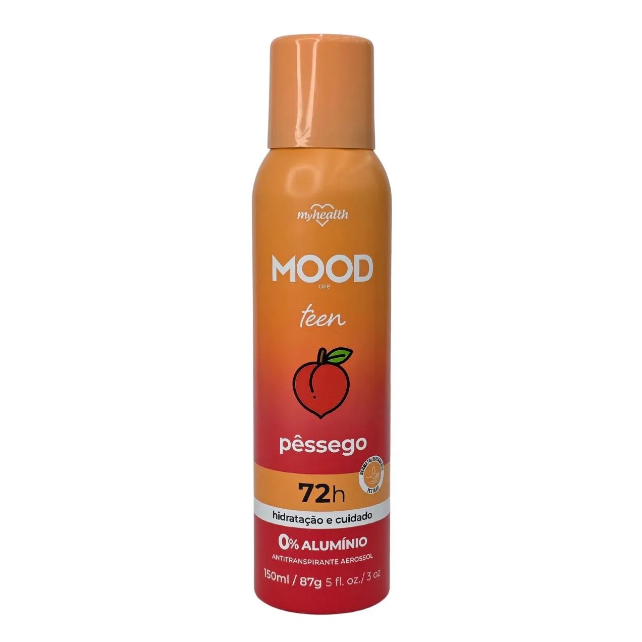 Desodorante Antitranspirante Aerossol sem Alumínio Teen Pêssego Mood Care My Health 150Ml / 87G