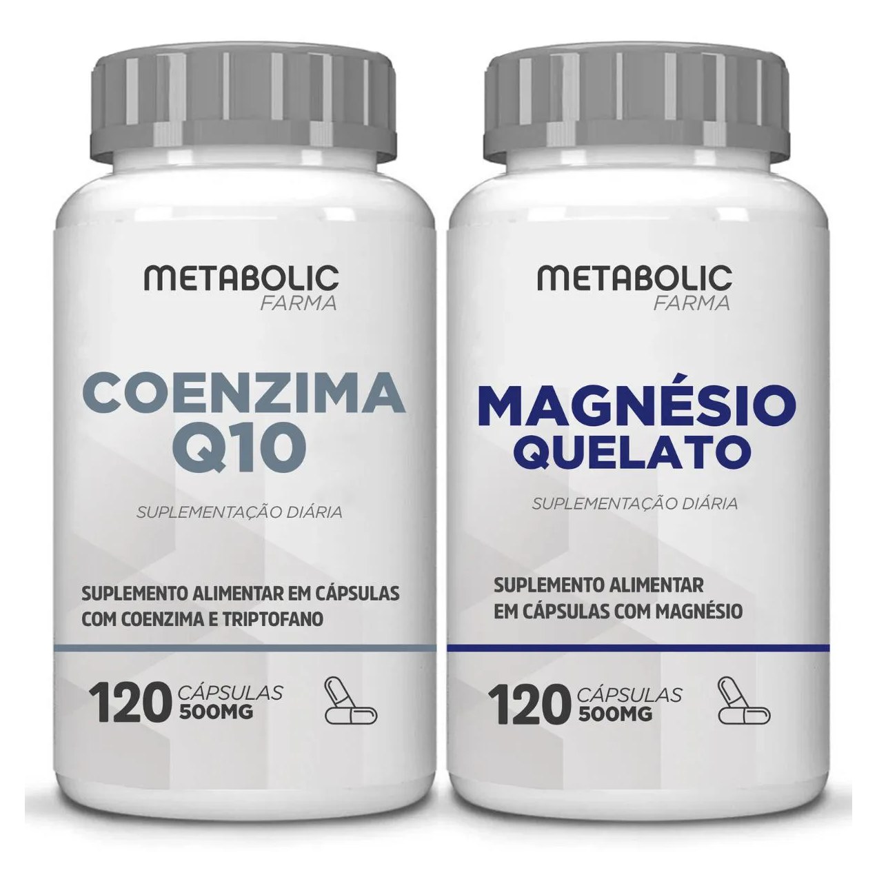 Kit Coenzima Q10 + Magnesio Quelato Bisglicinato - 500Mg 240 Cápsulas - Metabolic Farma