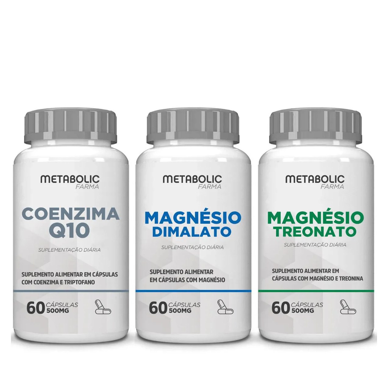 Magnesio Treonato + Dimalato + Coenzima Q10 500Mg 180 Cápsulas - Metabolic Farma
