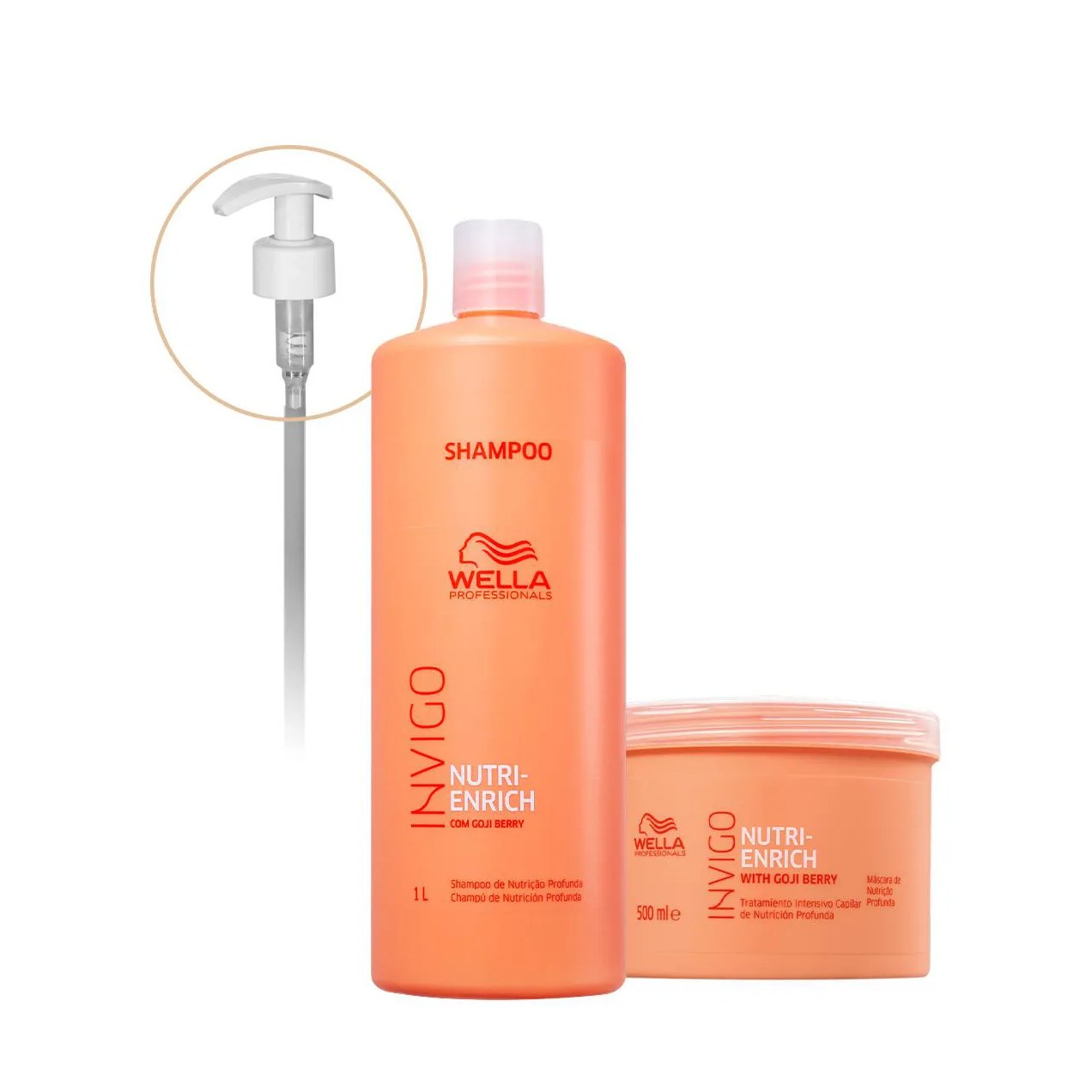 Kit Wella Professionals Nutri-Enrich Shampoo Máscara Válvula Pump (3 Produtos)