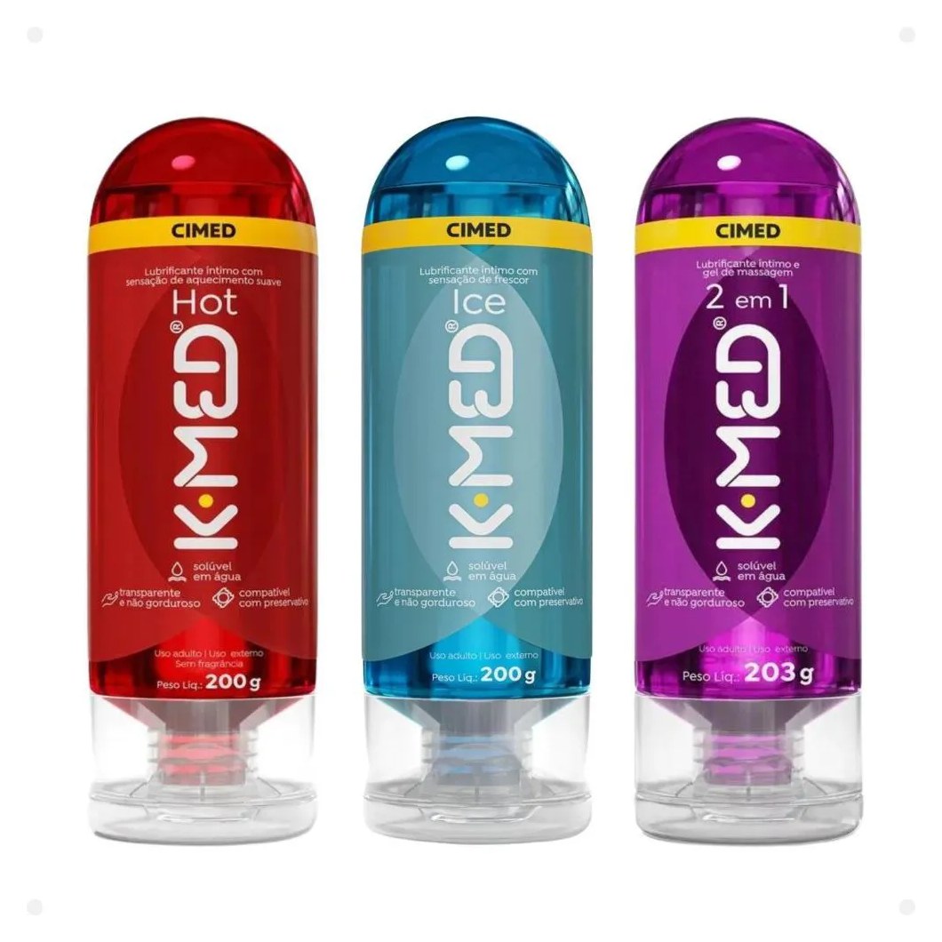Kit Cimed K-med Lubrificantes Íntimo Trio: Hot, Ice e 2 em 1 200g