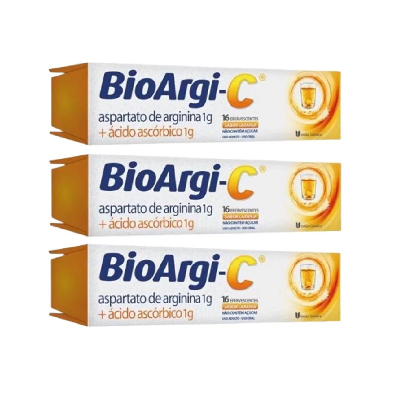 Kit 3 Bioargi C Arginina+Vit C 16 Comprimidos Efervescentes