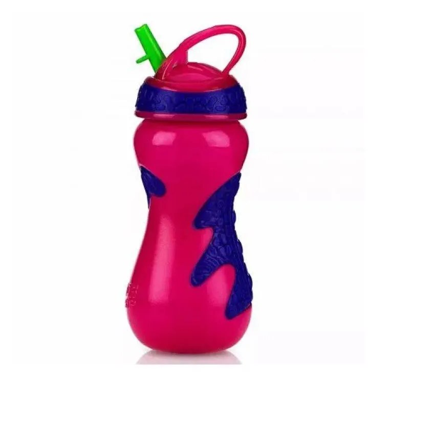Copo Gator Grip Canudo Rígido 450Ml +18M Rosa Nuby