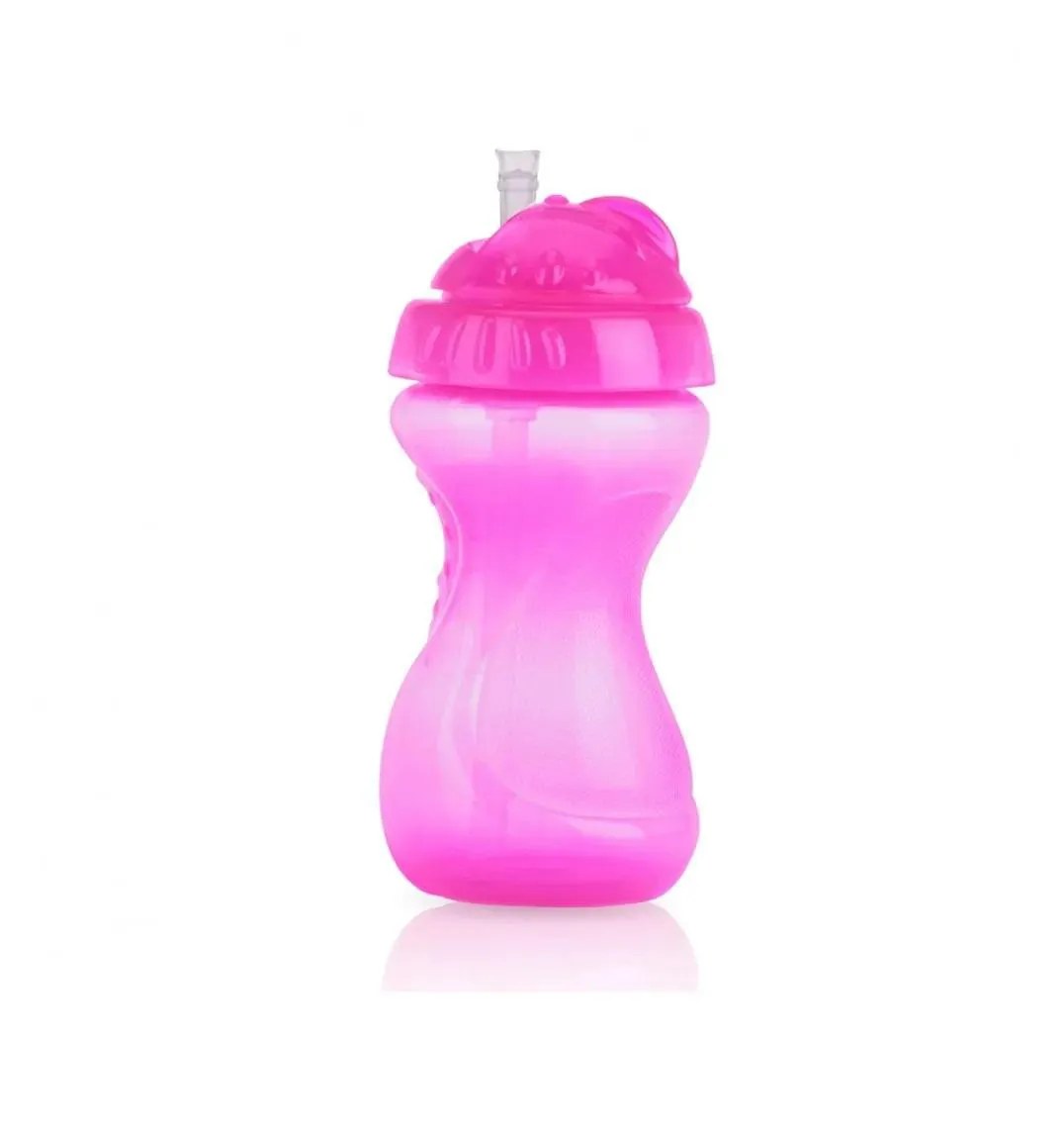 Copo Tampa Giratória Canudo 300Ml +12M Rosa Nuby