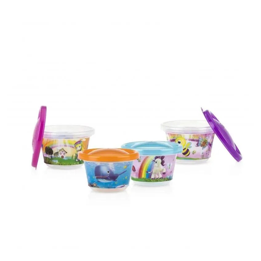 Kit 4 Potes Decorados 120Ml +6M Rosa Nuby