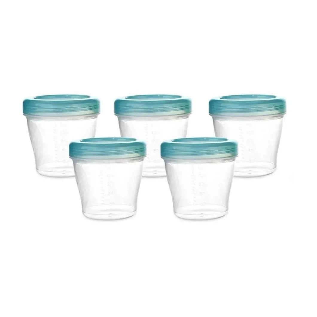 Kit 5 Potes para Papinhas e Leite Materno Azul 150Ml Kababy