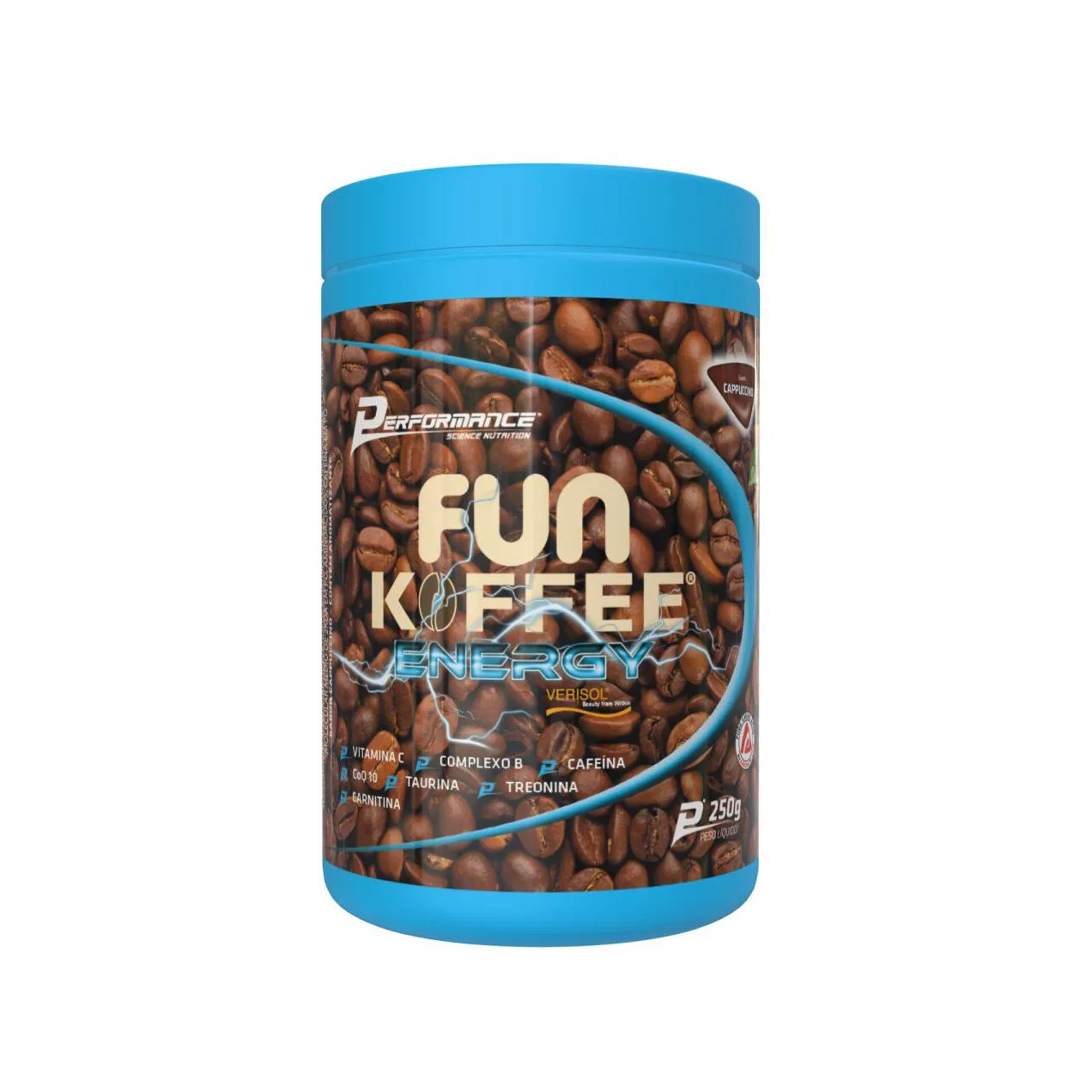 Fun Koffee Energy em Pó 250G Café com Peptídeos Bioativos de Colágeno Hidrolisado Verisol