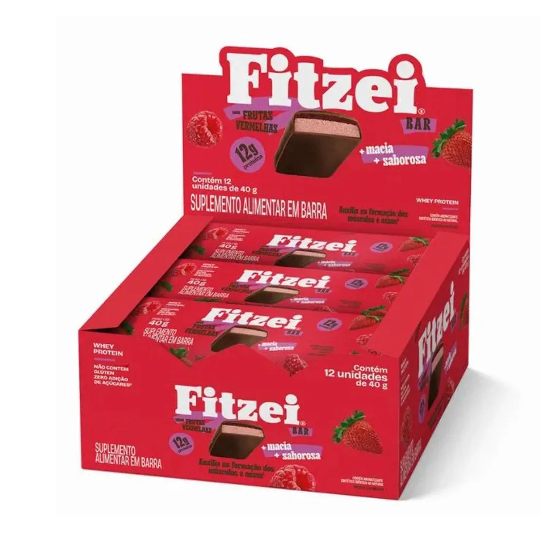Barra Proteíca Fitzei Bar Frutas Vermelhas - 12 Un - Vitafor