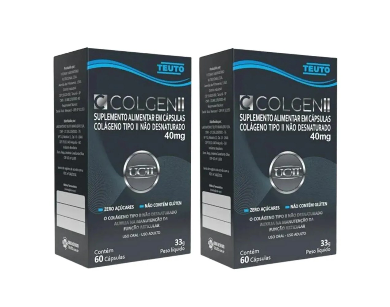 Kit 2 Colgen Colágeno Tp/2 Não Desnaturado 40mg 60 Cps Teuto
