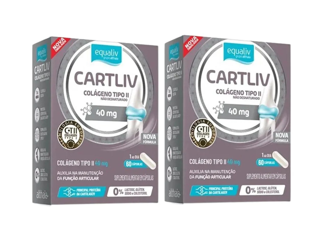 Kit 2 Suplemento Cartliv Colágeno Tipo 2 60Cps - Equaliv