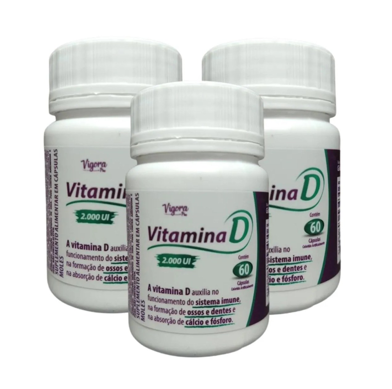 Kit 3 Suplemento Vitamina D 2000Ui 60 Cáps - Vigora Plus