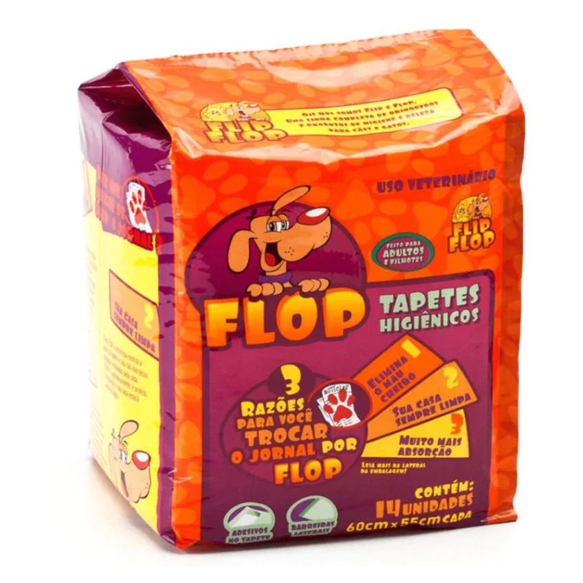 Tapete Higiênico Flop Petix para Cães 14Un 60X55Cm