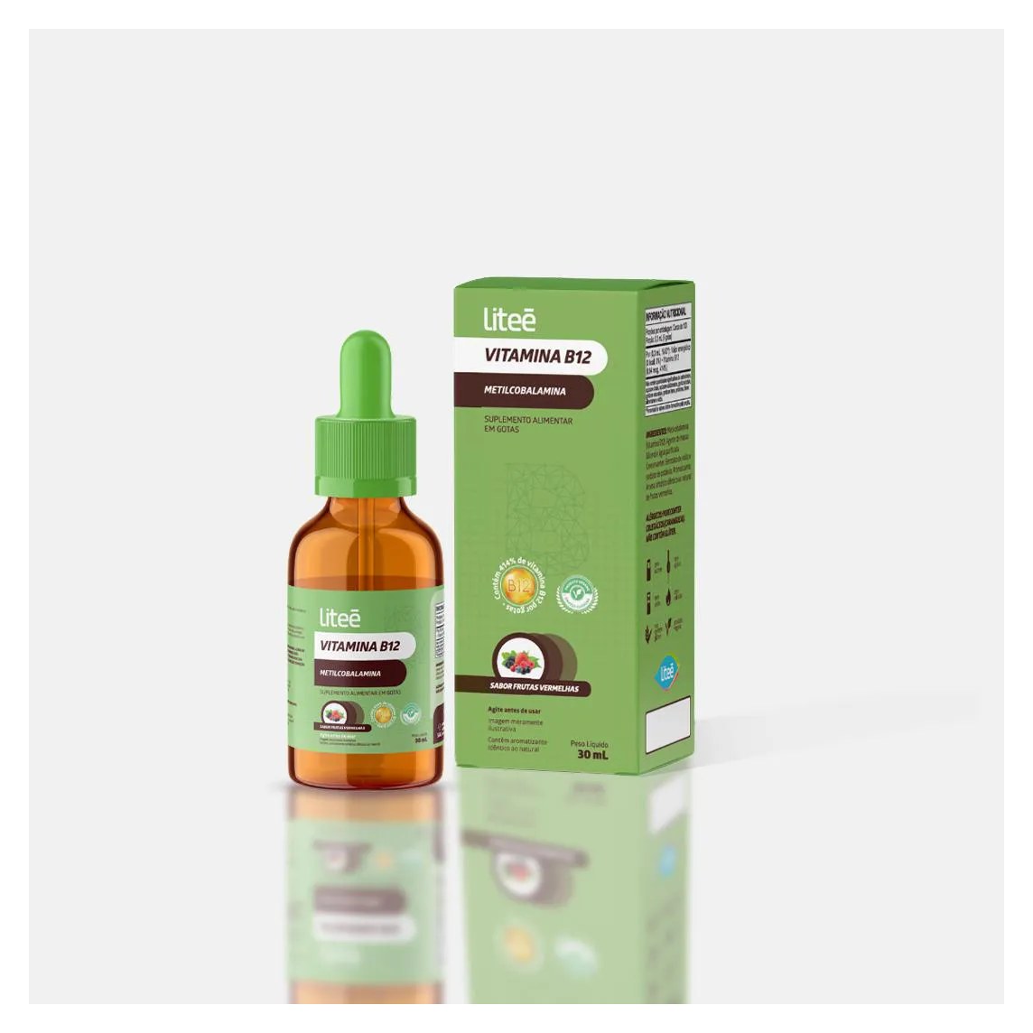 Vitamina B12 Gotas Litee 30Ml Metilcobalamina Frutas Vermelhas