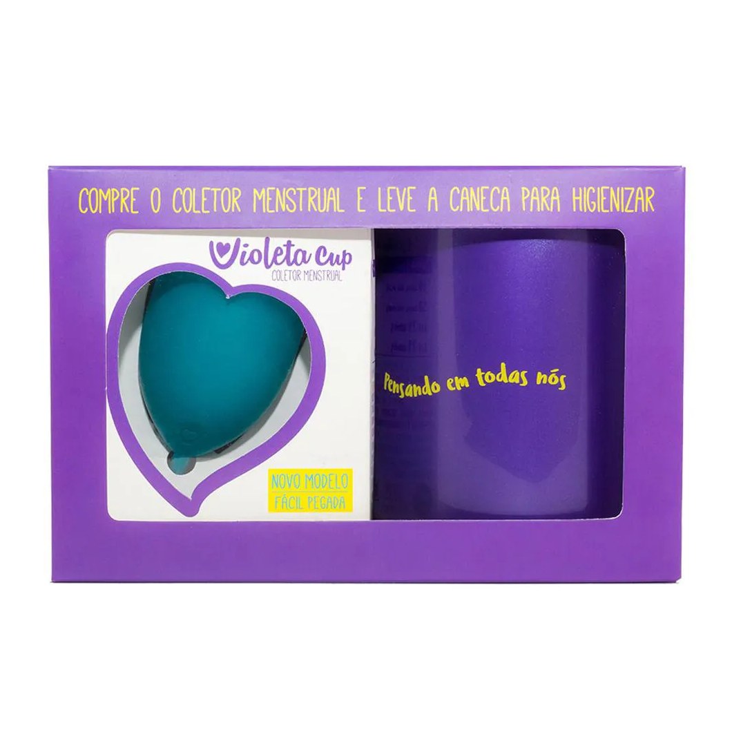 Kit Violeta Cup - Coletor Tipo a Verde + Caneca Higienizador