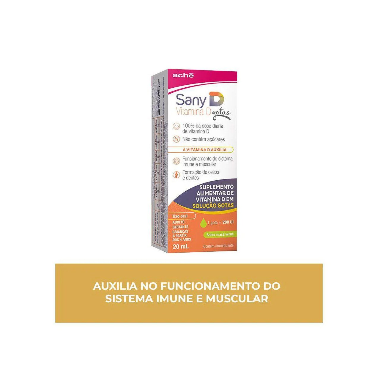 Vitamina D 200UI Sany D Maçã Verde Gotas 20ml