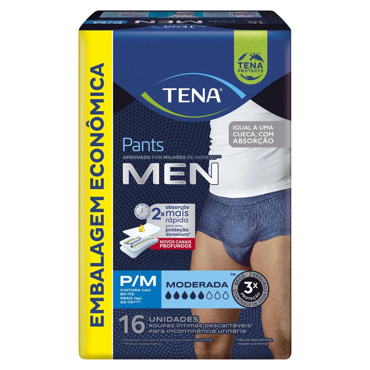 Roupa Íntima Descartável Tena Pants Men P/M 16 unidades