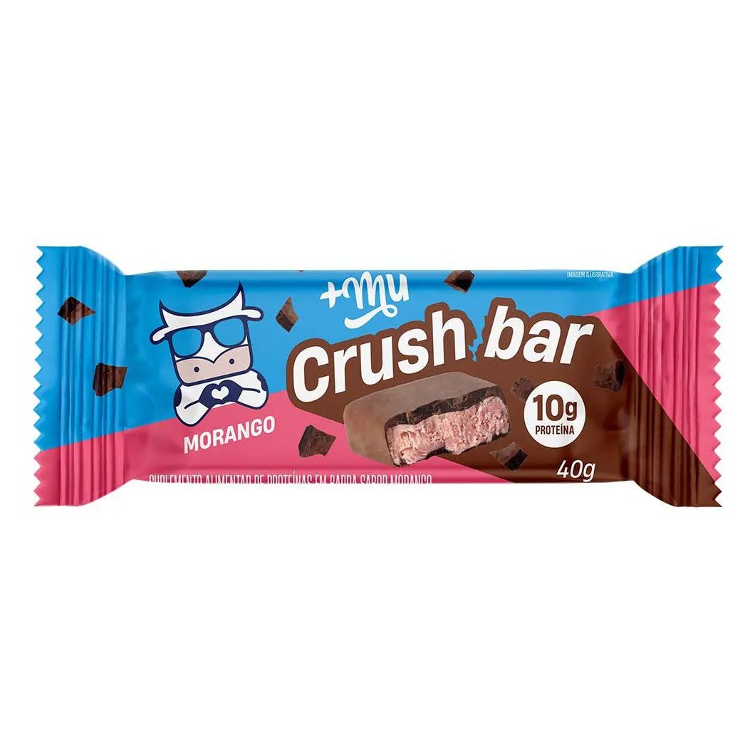 Barrinha de Proteína Crushbar +Mu Morango 40G