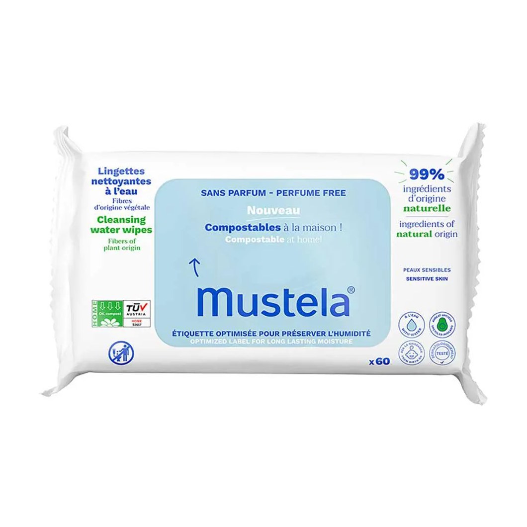 Toalha Umedecida Mustela Compotáveis sem Perfume 60un