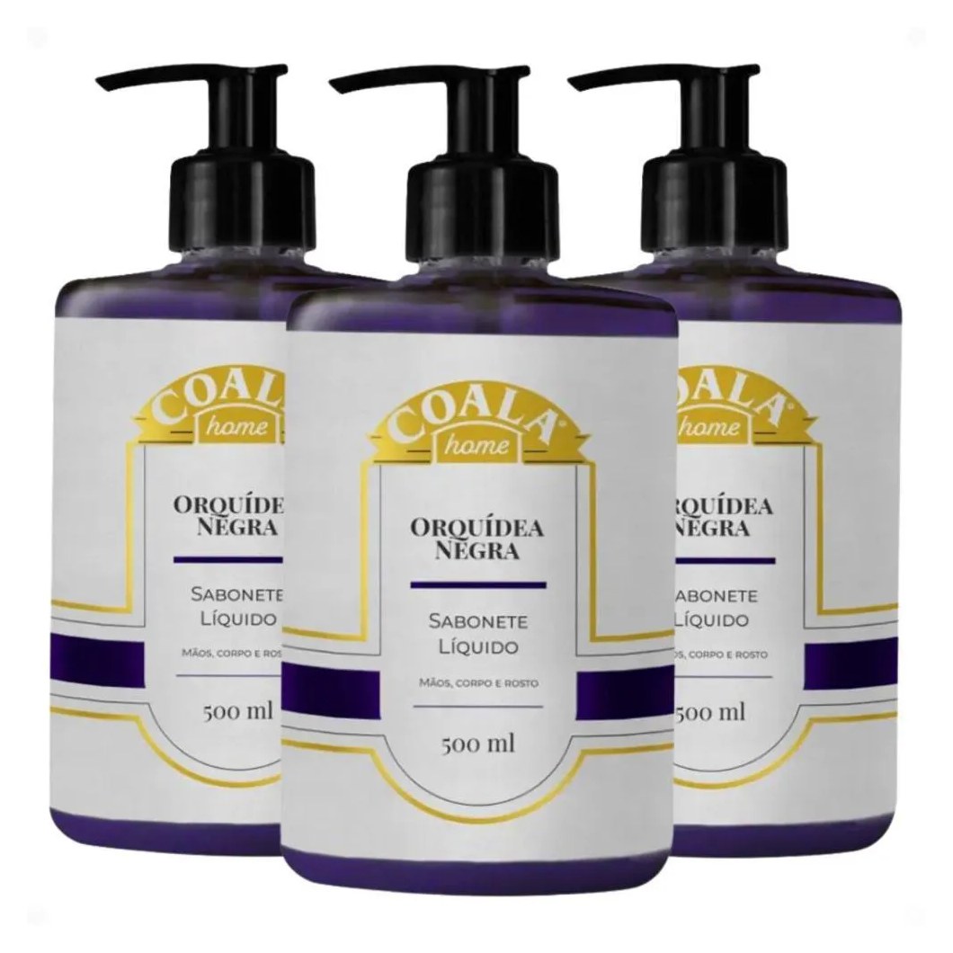 Kit Coala Home: 3 Sabonetes Líquidos Orquídea Negra 500ml