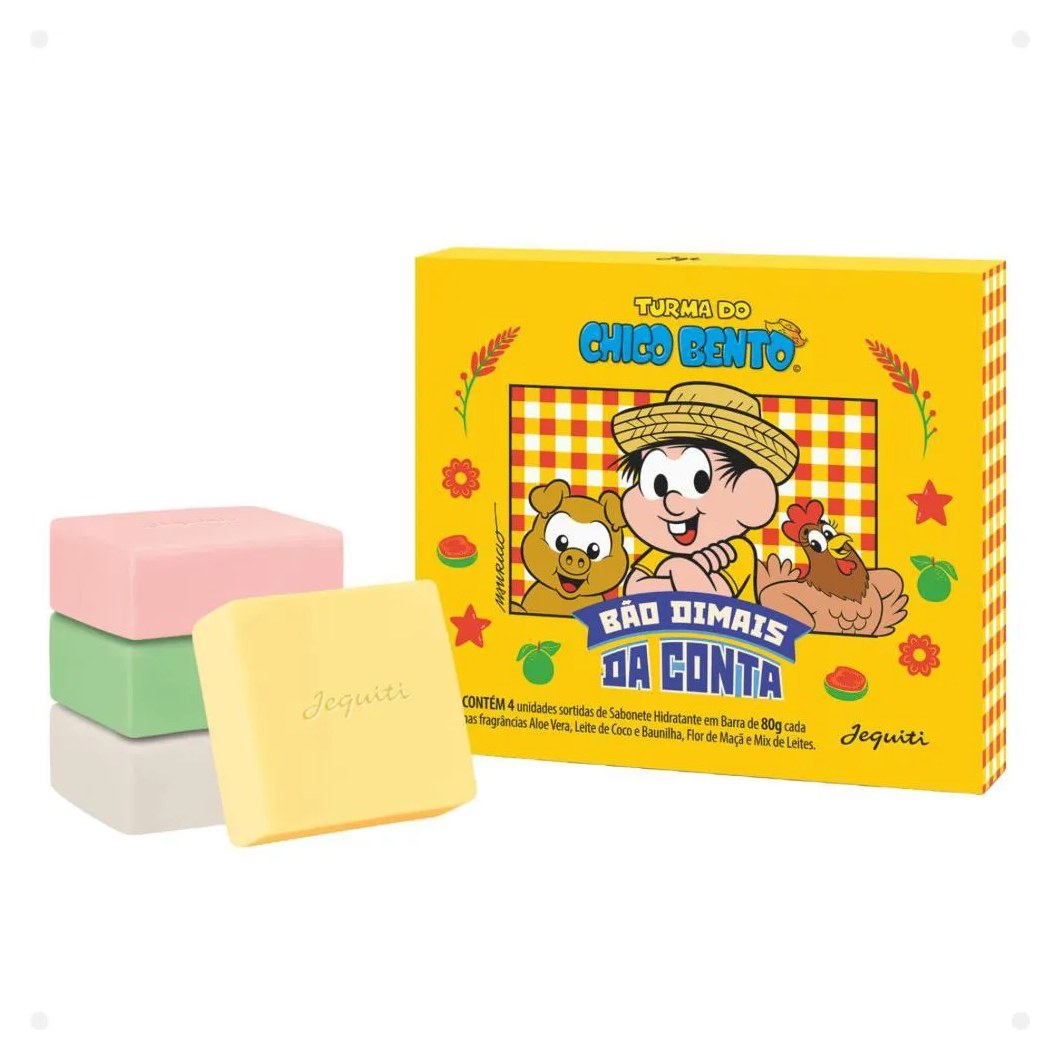 Kit Jequiti Turma do Chico Bento: Estojo com 4 Sabonetes