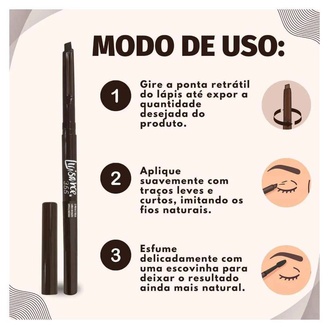 Lápis Retrátil para Sobrancelha Luisance 365 Castanho Claro Hipoalergênico L5218