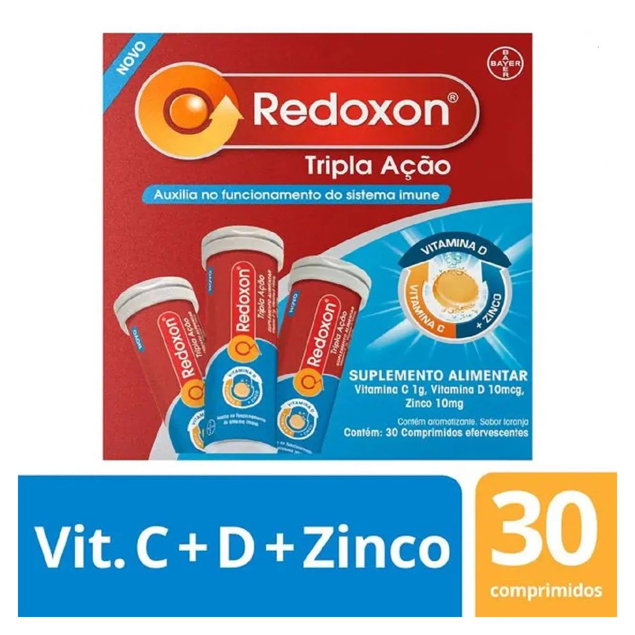 Vitamina C D e Zinco Tripla Ação C/30 Efervescentes Redoxon