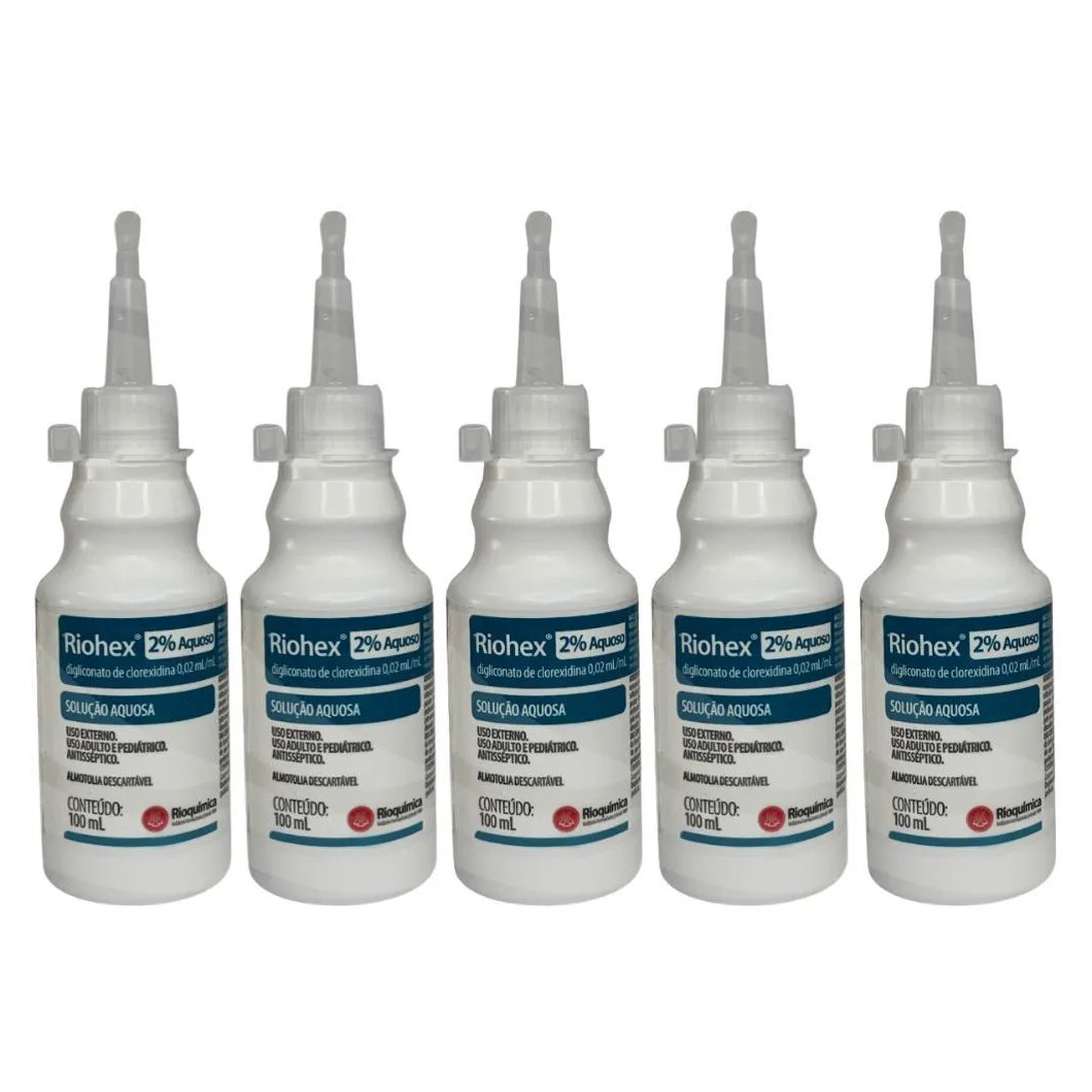 Riohex Clorexidina 2% - Aquosa Rioquímica 100Ml - 5 Unidades