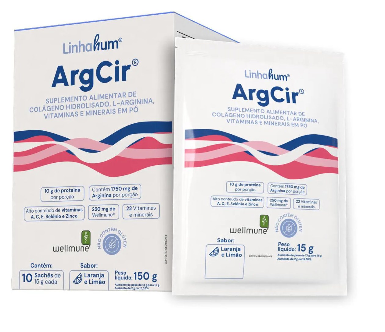 Argcir - Sabor Laranja/Limão - Caixa com 10 Sachês - 130 Gramas - Linhahum