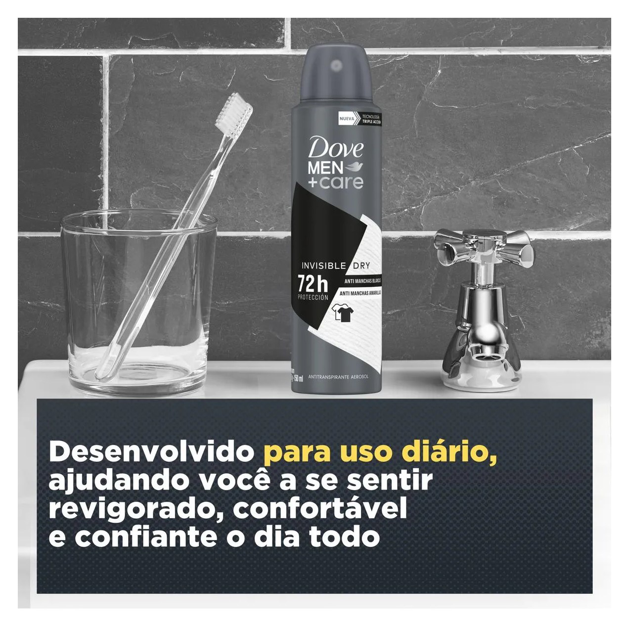 Desodorante Antitranspirante Aerosol Dove Men +Care Invisible Dry 72h 150ml