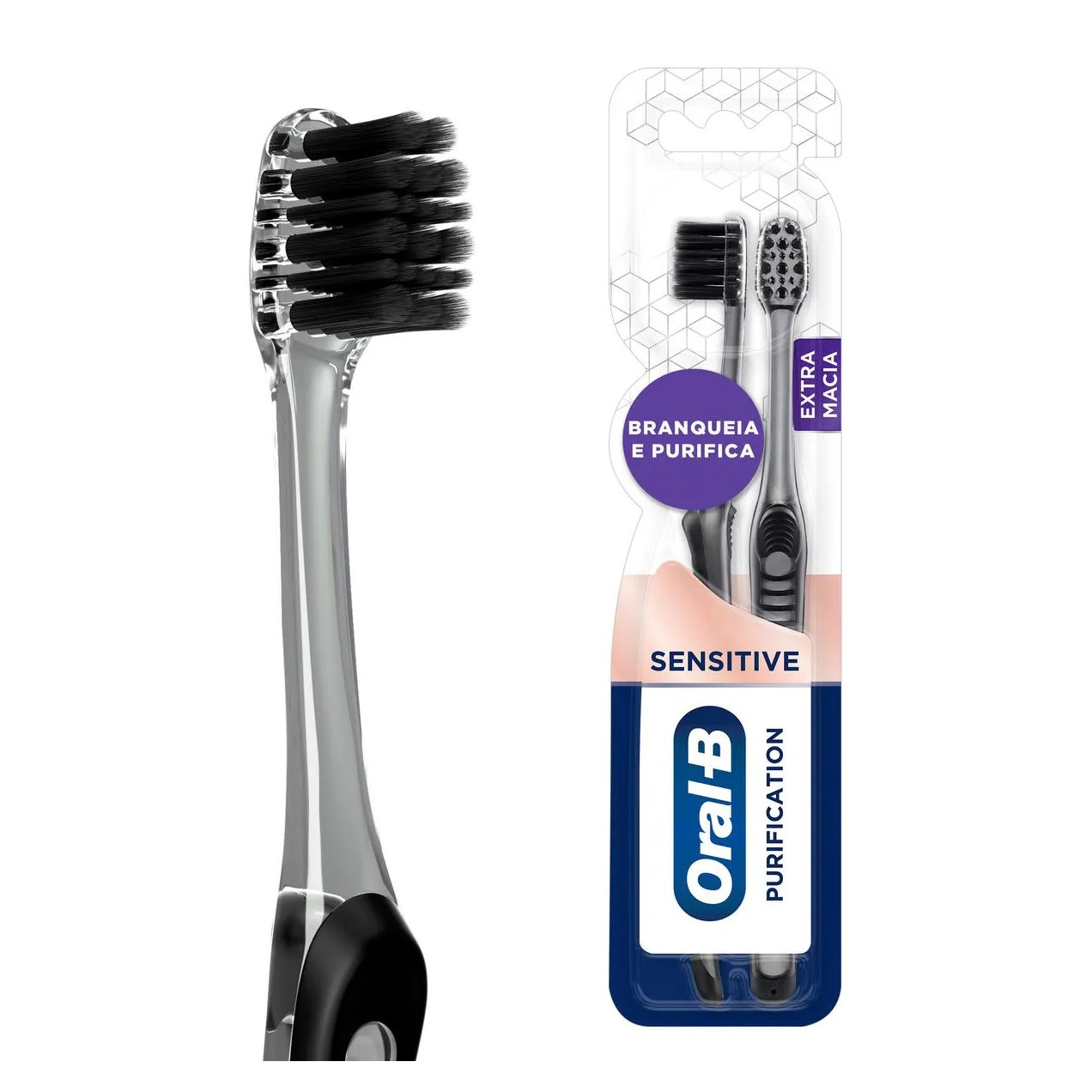 Escova de Dente Oral-B Purification Sensitive Cerdas Ultrafinas Minerais de Carvão 2 unidades