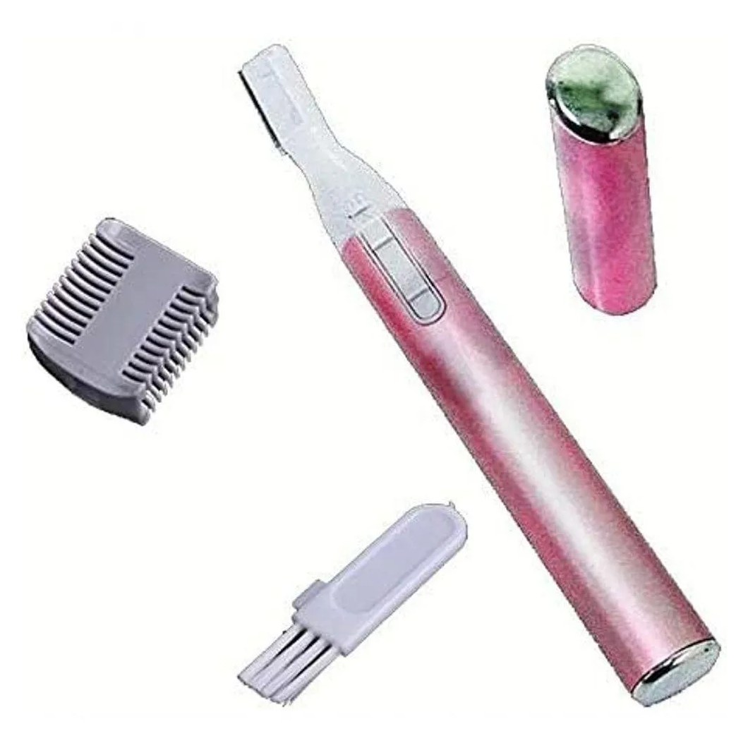 Depilador Elétrico Feminino Facial Sobrancelhas Nariz Virilha Bigode Pelos em Gerais Caneta Rosa