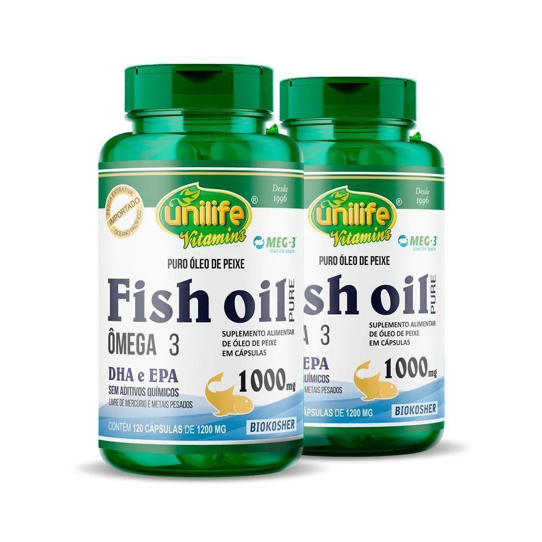 Kit 2 Óleo de Peixe Fish Oil Unilife 120 Capsulas 1000Mg