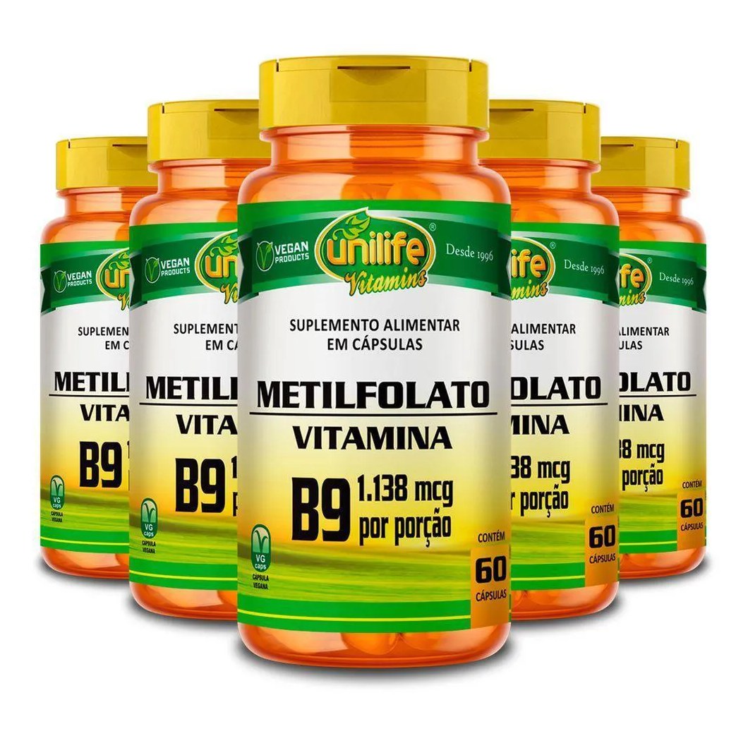 Kit 5 Metilfolato Unilife 60 Cápsulas 350Mg