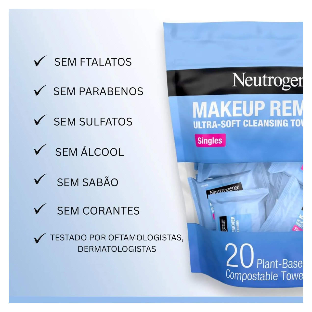 Lenço Demaquilante Umidecido sem Álcool 20 Un - Neutrogena