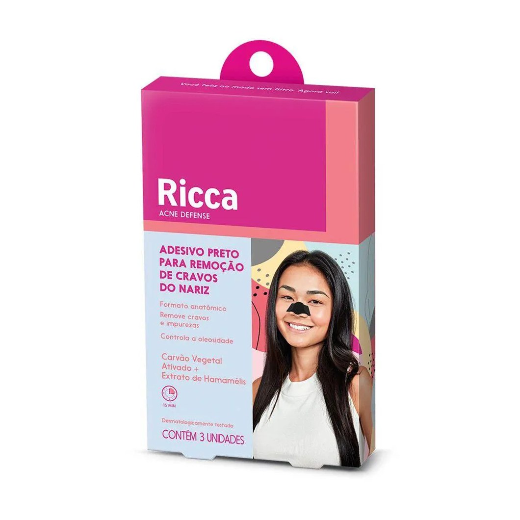 Adesivo Preto Remoção de Cravos do Nariz Acne Defense - Ricca